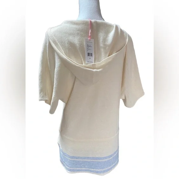 Vineyard Vines hooded sweater stripe Cashmere/Linen, SZ medium, ivory, (NWT) - Picture 5 of 14